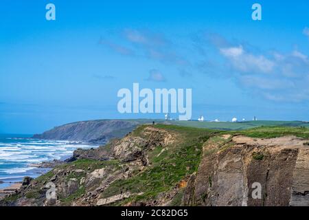 GCHQ Bude, auch bekannt als GCHQ Composite Signals Organization Station Morwenstow Stockfoto