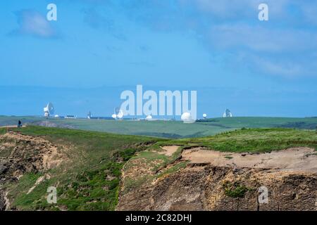 GCHQ Bude, auch bekannt als GCHQ Composite Signals Organization Station Morwenstow Stockfoto