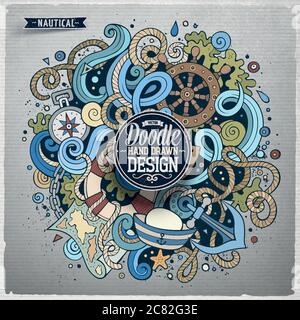 Cartoon Vektor nautische Doodle Illustration Stock Vektor