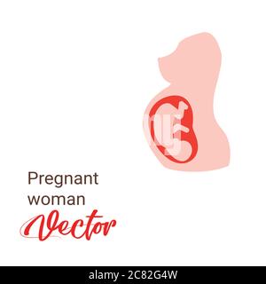 Baby im Mutterleib. Schwangerschaft und Gesundheit von Mutter und Baby im Inneren. Fetus-Symbol. Schwangere Frau trendy flache Symbol auf weißem Hintergrund. Schwangere Frau silho Stock Vektor