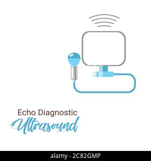 Abbildung des Vektorsymbols für Ultraschallgeräte. Medizinischer Ultraschall. Maschine prüfen. Echodiagnose. Symbol Für Ultraschalldiagnosegerät. Stock Vektor