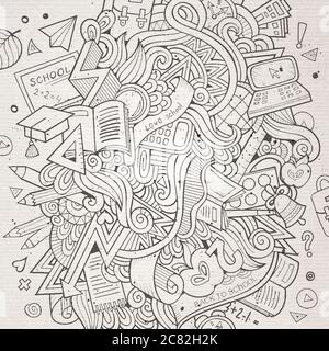 Cartoon handgezeichnete Doodles Schule Illustration Stock Vektor