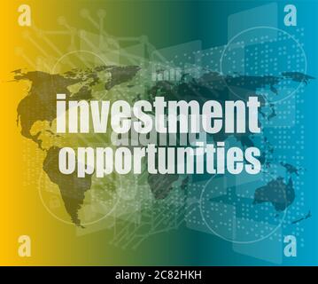 Geschäftskonzept: Worte Anlagemöglichkeiten auf dem digitalen Bildschirm, 3d Stockfoto