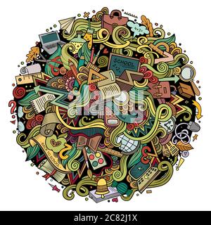Cartoon Kritzeleien Hand gezeichnet Schule Illustration Stock Vektor
