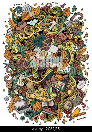 Cartoon Kritzeleien Hand gezeichnet Schule Illustration Stock Vektor