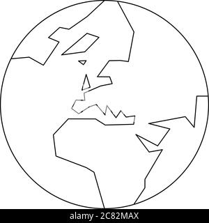 Vereinfachte Darstellung Erdkugel mit Weltkarte, die sich auf Europa konzentriert. Vektorgrafik. Stock Vektor