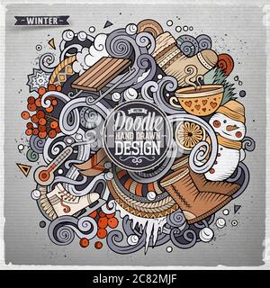 Cartoon niedliche Kritzeleien Hand gezeichnet Winter Illustration Stock Vektor