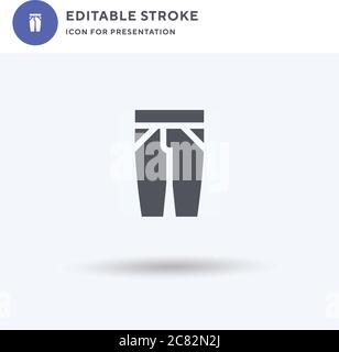 Jeans-Symbolvektor, gefülltes flaches Schild, solides Piktogramm isoliert auf Weiß, Logo-Illustration. Jeans-Ikone für die Präsentation. Stock Vektor