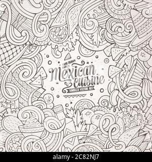 Cartoon mexikanische Lebensmittel doodles Illustration Stock Vektor