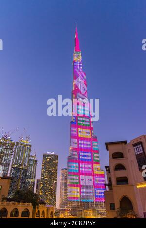 Dubai, Vereinigte Arabische Emirate, 20. Januar 2020: Burj Khalifa Tower Stockfoto