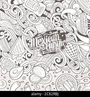 Cartoon mexikanische Lebensmittel doodles Illustration Stock Vektor