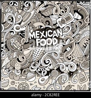 Cartoon mexikanische Lebensmittel doodles Illustration Stock Vektor