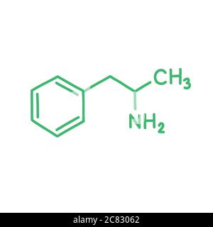 Amphetamin chemische Formel Doodle Symbol, Vektor-Illustration Stock Vektor