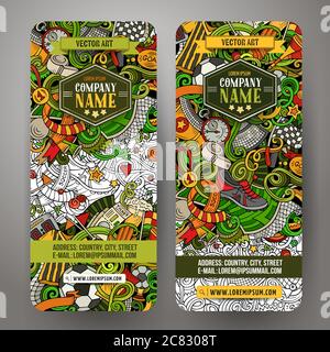 Cartoon Vektor Doodles Fußball horizontale Banner Stock Vektor