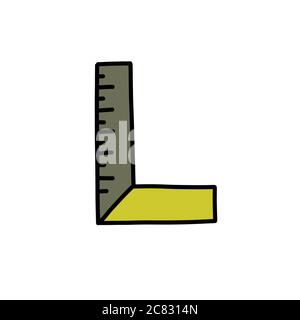 Winkellineal Doodle-Symbol, Vektordarstellung Stock Vektor