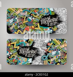 Cartoon Vektor handgezeichnete Doodles Medical Banner Stock Vektor