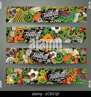 Cartoon Vektor Doodles Fußball horizontale Banner Stock Vektor