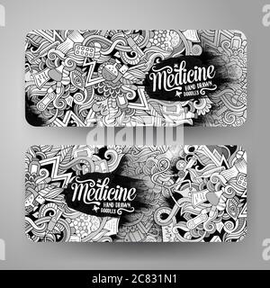 Cartoon Vektor handgezeichnete Doodles Medical Banner Stock Vektor