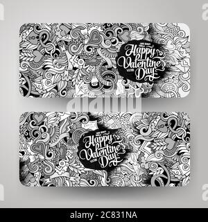 Cartoon niedlichen Vektor Doodles Liebe vertikale Banner Design Stock Vektor