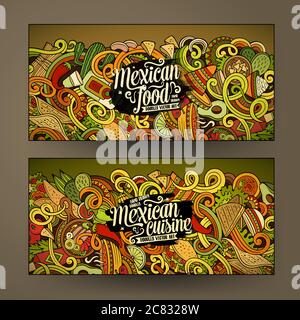 Cartoon mexikanische Lebensmittel doodles Banner Stock Vektor