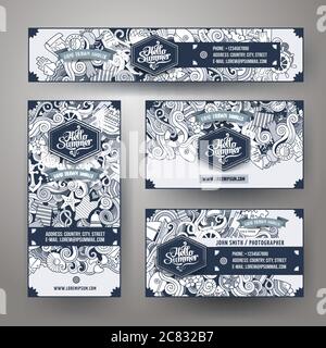 Corporate Identity Vektor-Vorlagen setzen Doodles marine Thema Stock Vektor