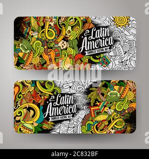 Cartoon handgezeichnete Kritzeleien lateinamerikanische Banner Stock Vektor