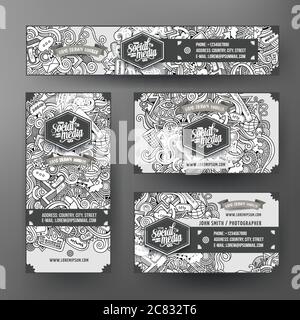 Corporate Identity Vorlagen Set Design doodles Social Media Thema Stock Vektor