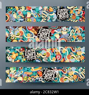 Cartoon Vektor handgezeichnete Doodles Sport Banner Stock Vektor