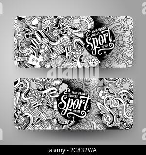 Cartoon Vektor handgezeichnete Doodles Sport Banner Stock Vektor