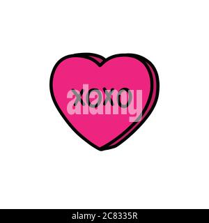 xoxo Herz Doodle Symbol, Vektor-Illustration Stock Vektor