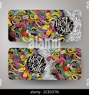 Cartoon Vektor Hand gezeichnete Doodles Verkauf Banner Stock Vektor