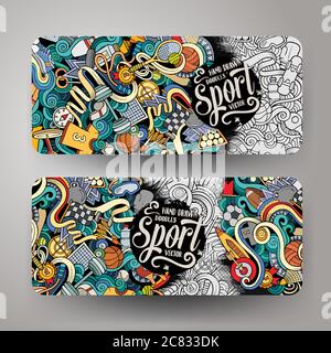 Cartoon Vektor handgezeichnete Doodles Sport Banner Stock Vektor