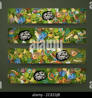 Vektor doodles Tee Zeit Design Banner Stock Vektor