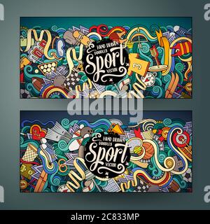 Cartoon Vektor handgezeichnete Doodles Sport Banner Stock Vektor