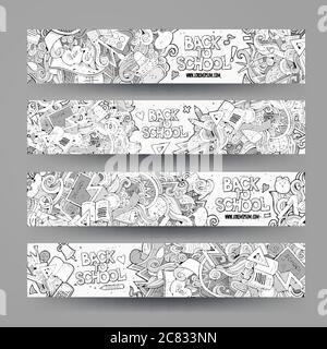 Cartoon Vektor handgezeichnete Schule Doodle Corporate Identity Stock Vektor