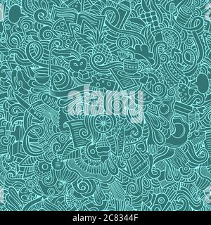 Doodles Hand gezeichnete Lebensmittel nahtlose Muster Stock Vektor