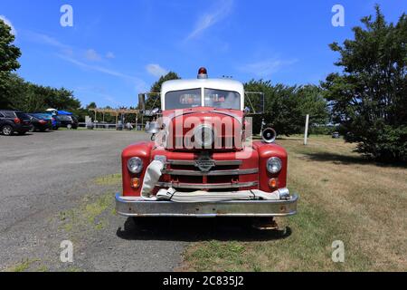 Alte Feuerwehrmaschine Long Island New York Stockfoto