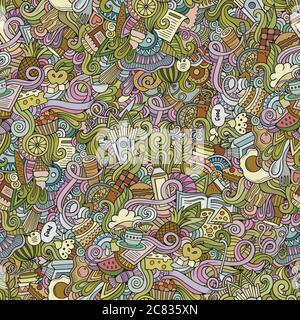 Cartoon Vektor doodles Lebensmittel nahtlose Muster Stock Vektor