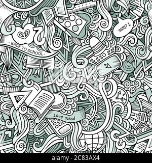 Cartoon niedlichen Kritzeleien Schule nahtlose Muster Stock Vektor