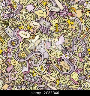 Cartoon Vektor doodles Hand gezeichnet Internet Social Media nahtlos Stock Vektor