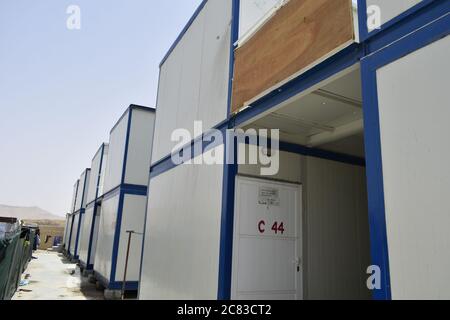 Arbeitslager : Maskat, Oman - 17-07-2020. Hütten für Arbeit. Hütten. Oman-Industrie. Stockfoto