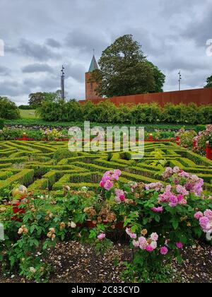 Vertikale Aufnahme von Chateau de Villandry in Loire, Frankreich Stockfoto