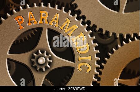 Textzeichen mit Paramedic. Geschäftsfoto zeigt einen Mitarbeiter im Gesundheitswesen mit einem Know-how in der medizinischen Notarbeit System Administrator Control, gea Stockfoto