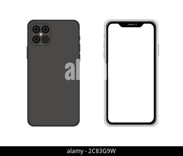 Vorder- und Rückseite iphone 12. Vektor einfache grafische Illustration. Icon Smartphone isoliert auf Hintergrund. Konzept für App, Web, Präsentation, UI UX Stock Vektor