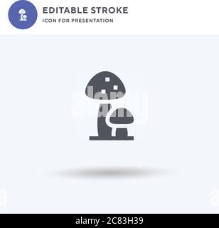 Pilze Symbolvektor, gefülltes flaches Zeichen, solides Piktogramm isoliert auf weiß, Logo-Illustration. Pilze Symbol für Präsentation. Stock Vektor