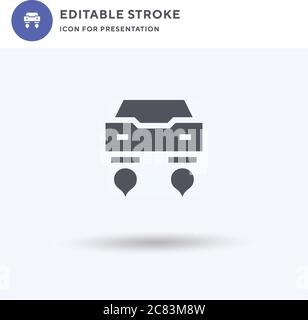 Hover Car Icon Vektor, gefüllt flaches Zeichen, solide Piktogramm isoliert auf weiß, Logo-Illustration. Fahren Sie mit dem Mauszeiger über das Symbol „Auto“, um Stock Vektor