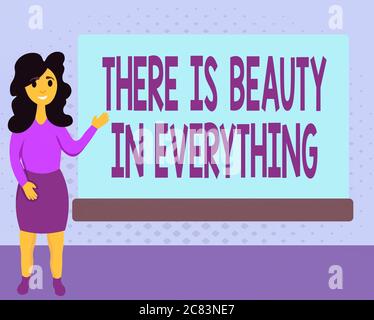 Textschild zeigt an, dass alles Schönheit hat. Business Foto Text die Welt ist eine endlose Reihe von Magie Female Hu Analyse stehende Hand Presentin Stockfoto