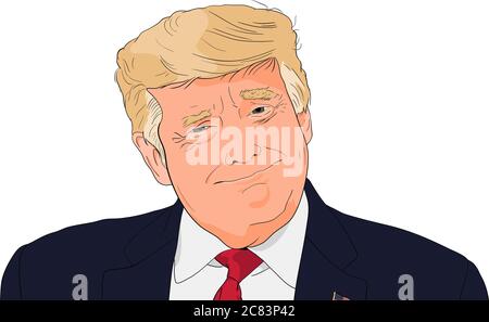 Porträt des Präsidenten der USA Donald Trump auf weißem Hintergrund Stock Vektor