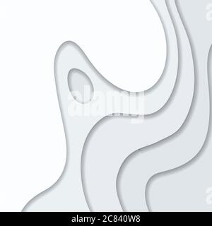 Abstrakter weißer und grauer 3D-Papier-Hintergrund. Abstrakte Wellenformen. Vektorformat Stock Vektor