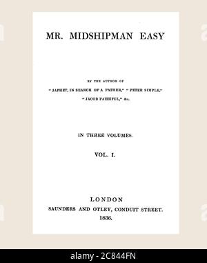 Captain F Marryat Mr. Midshipman Easy Vol.1 First Edition Titelseite erfrischt und zurückgesetzt Stockfoto